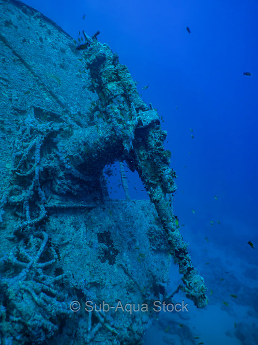 Heavy machine gun attached to the stern of the SS Thistlegorm.